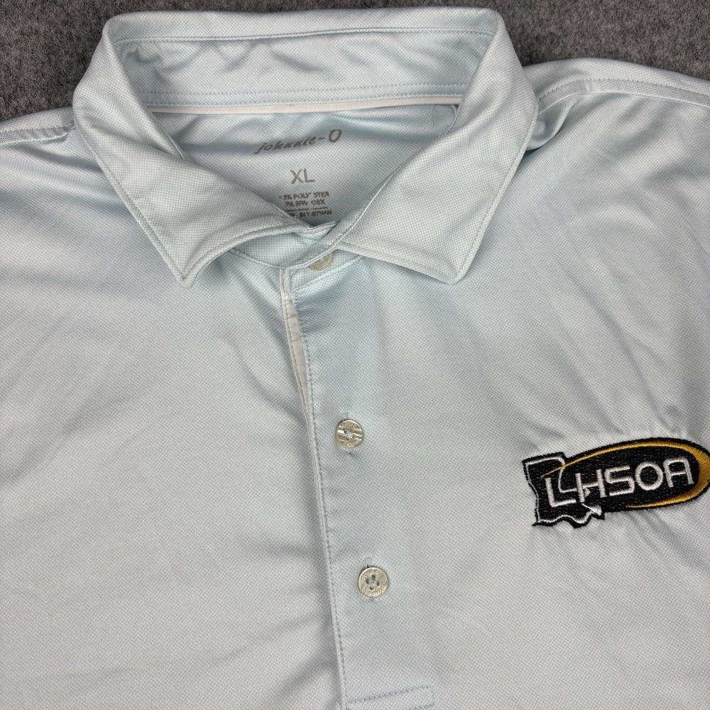 Johnnie O Polo Shirt Mens Xl Baby Blue Short Sleeve Golf Logo‎ Stretch Casual